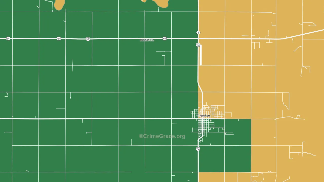 Ingersoll, OK Map of Burglary Rates