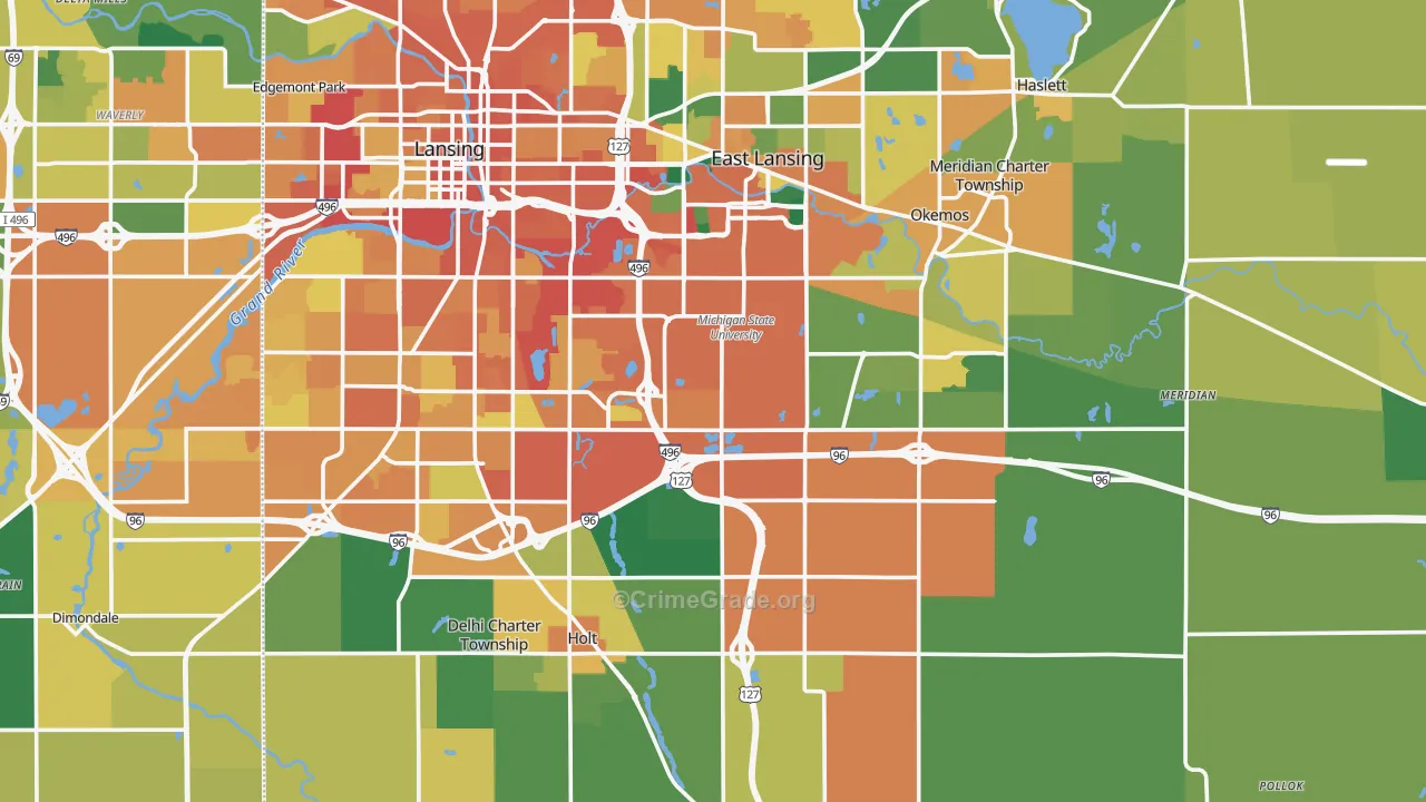 Ingham County, MI Map of Burglary Rates