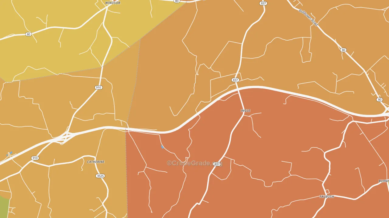 Ingle, KY Map of Burglary Rates