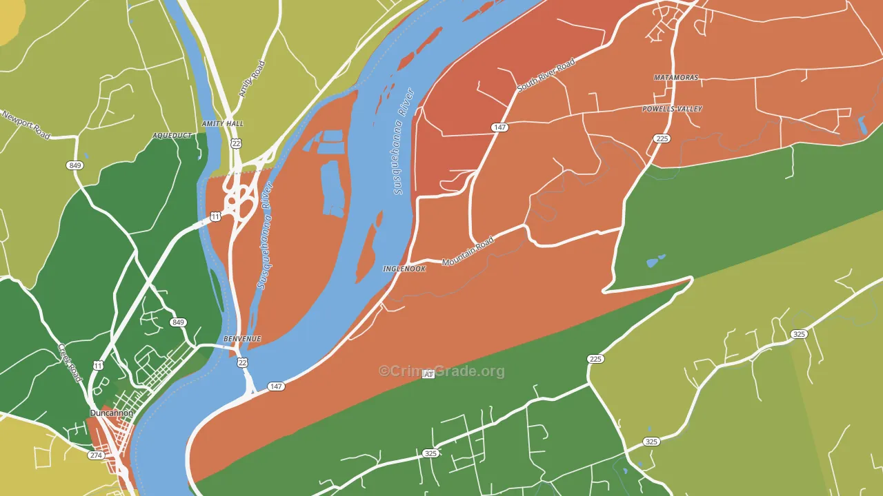 Inglenook, PA Map of Burglary Rates