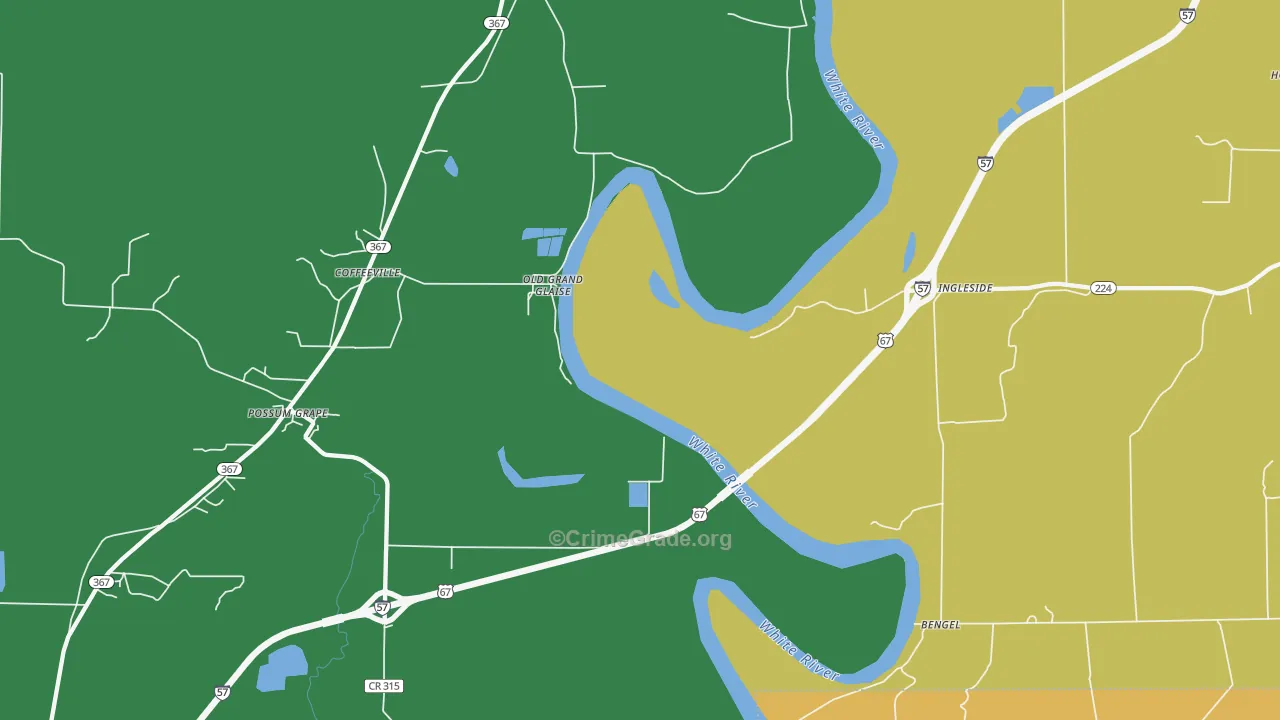 Ingleside, AR Map of Burglary Rates