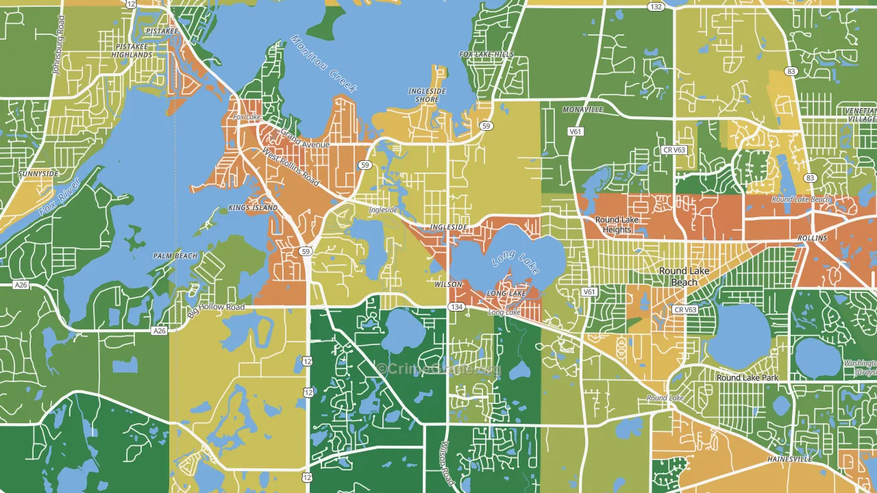 Ingleside, IL Map of Burglary Rates