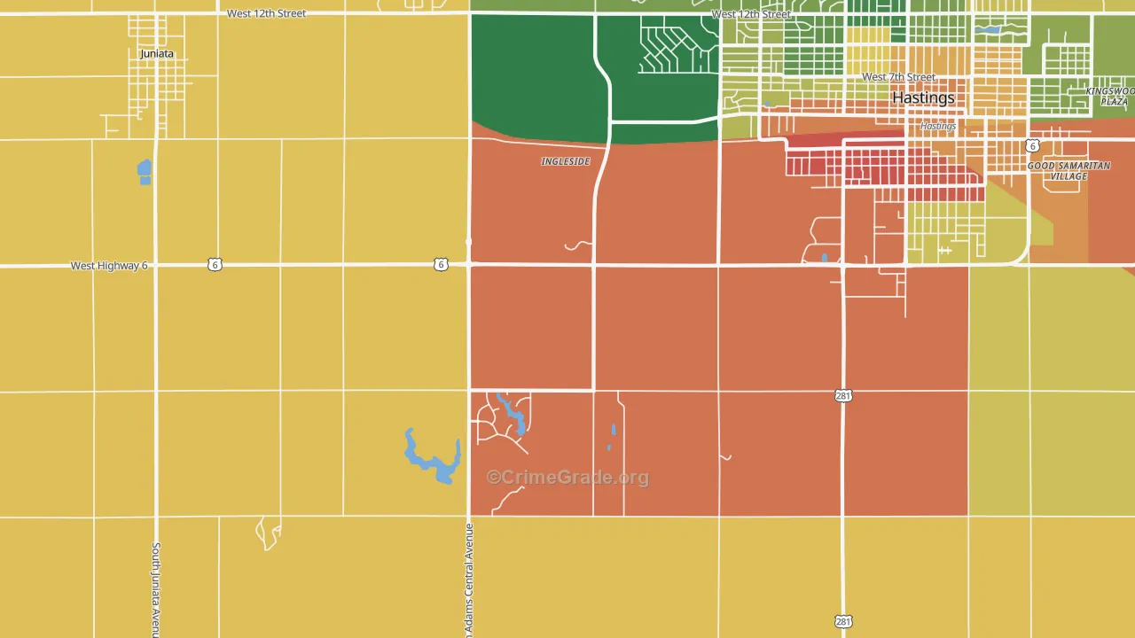 Ingleside, NE Map of Burglary Rates