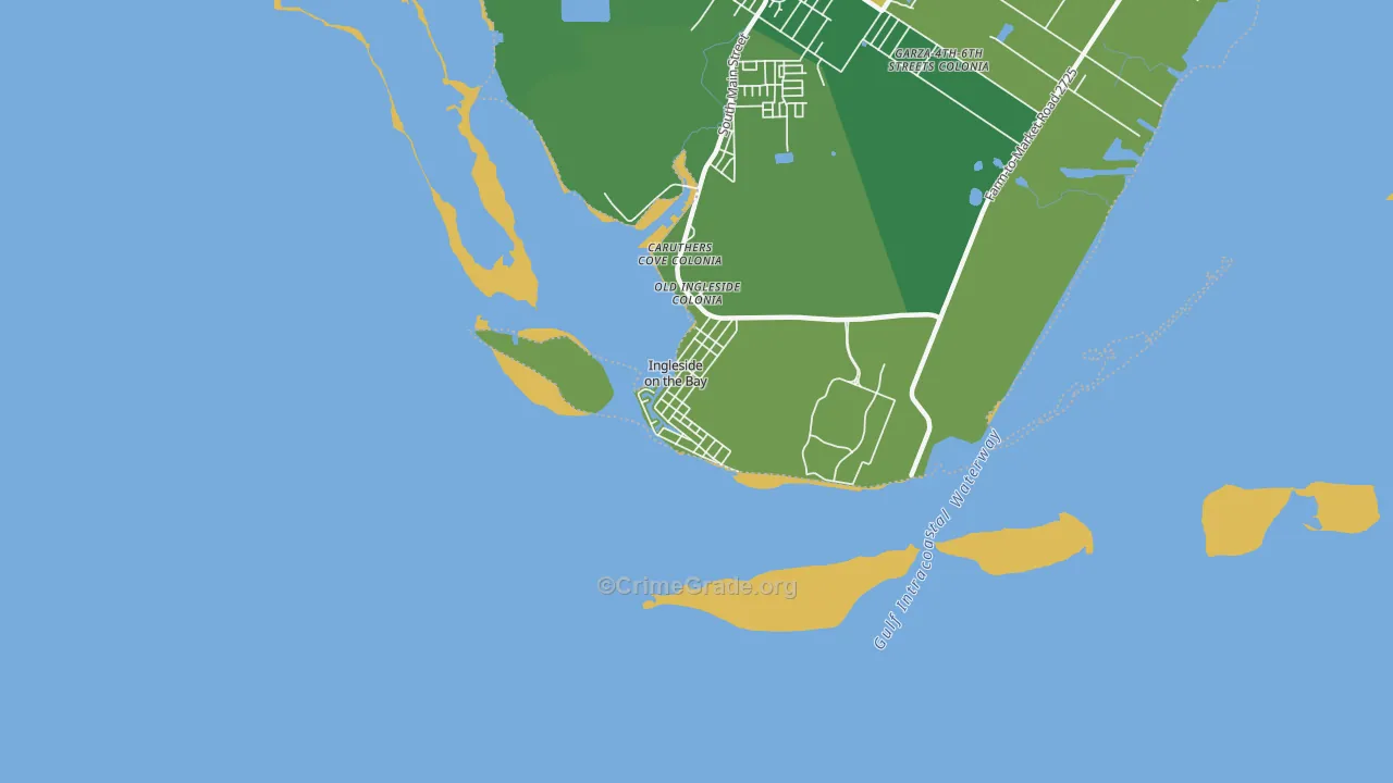 Ingleside on the Bay, TX Map of Burglary Rates