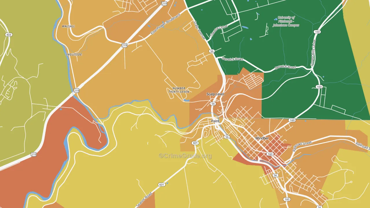 Ingleside, PA Map of Burglary Rates