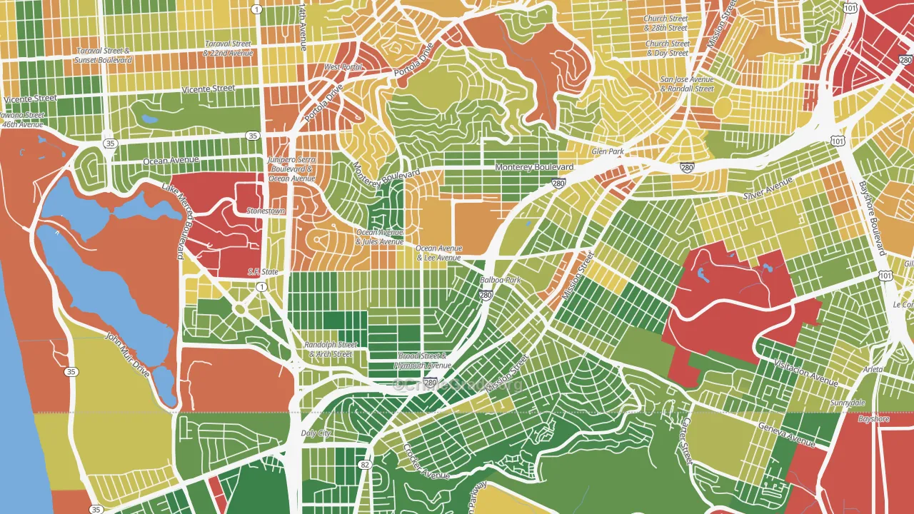Ingleside, San Francisco, CA Map of Burglary Rates