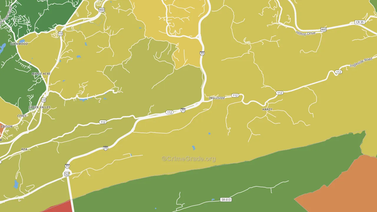 Ingleside, WV Map of Burglary Rates