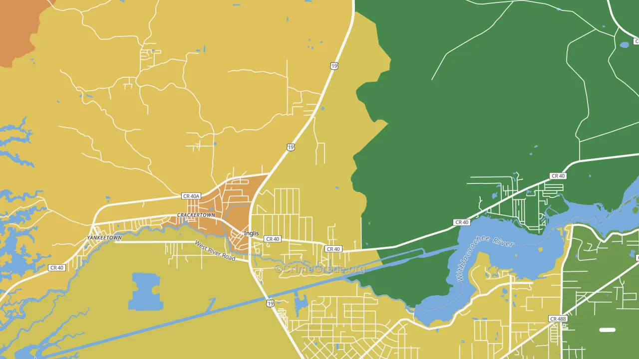 Inglis, FL Map of Burglary Rates