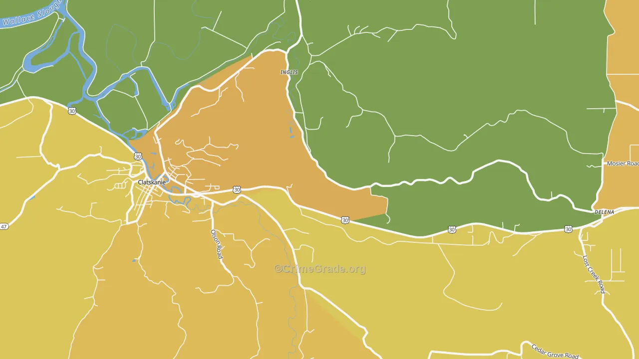 Inglis, OR Map of Burglary Rates