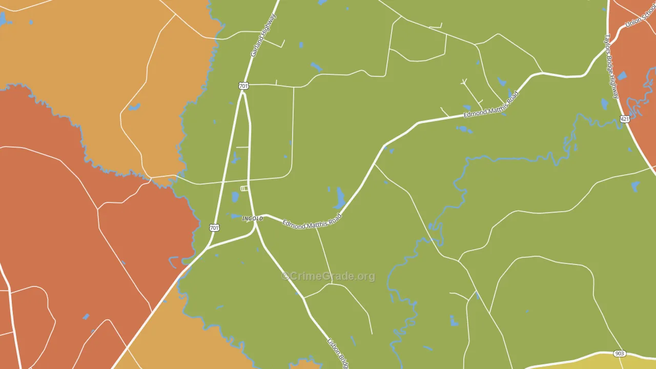 Ingold, NC Map of Burglary Rates