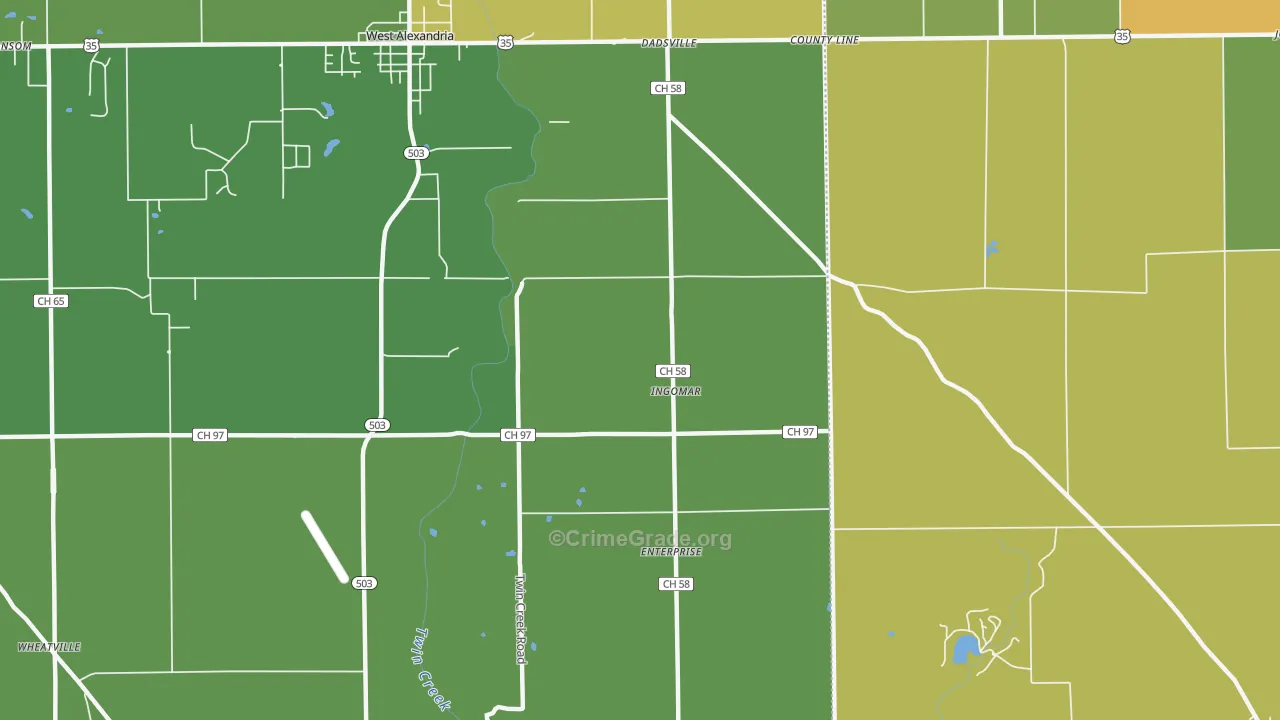 Ingomar, OH Map of Burglary Rates