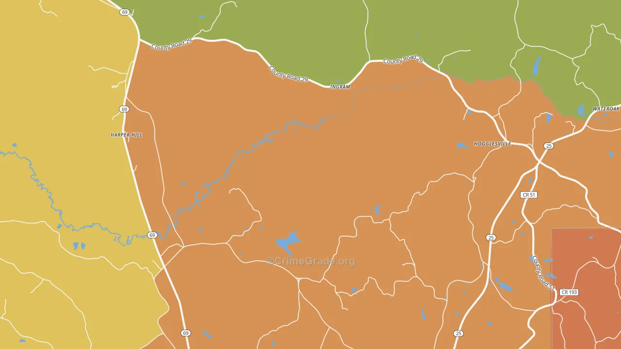 Ingram, AL Map of Burglary Rates