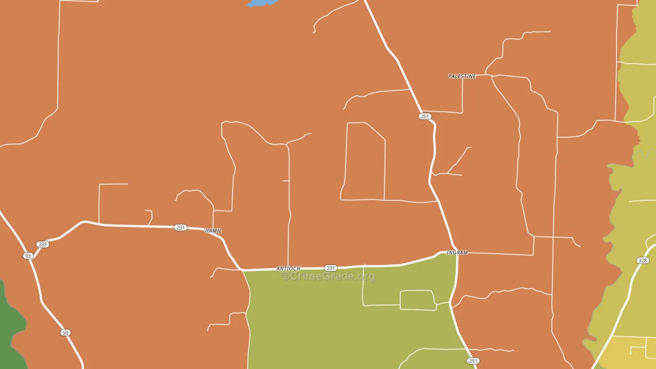 Ingram, AR Map of Burglary Rates