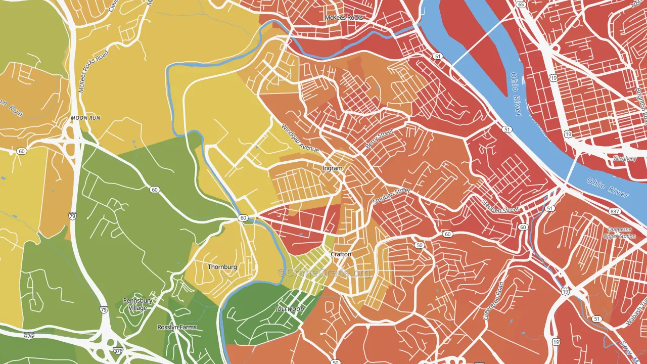 Ingram, PA Map of Burglary Rates