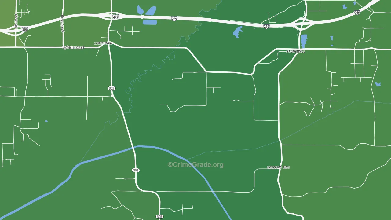 Ingrams Mill, MS Map of Burglary Rates