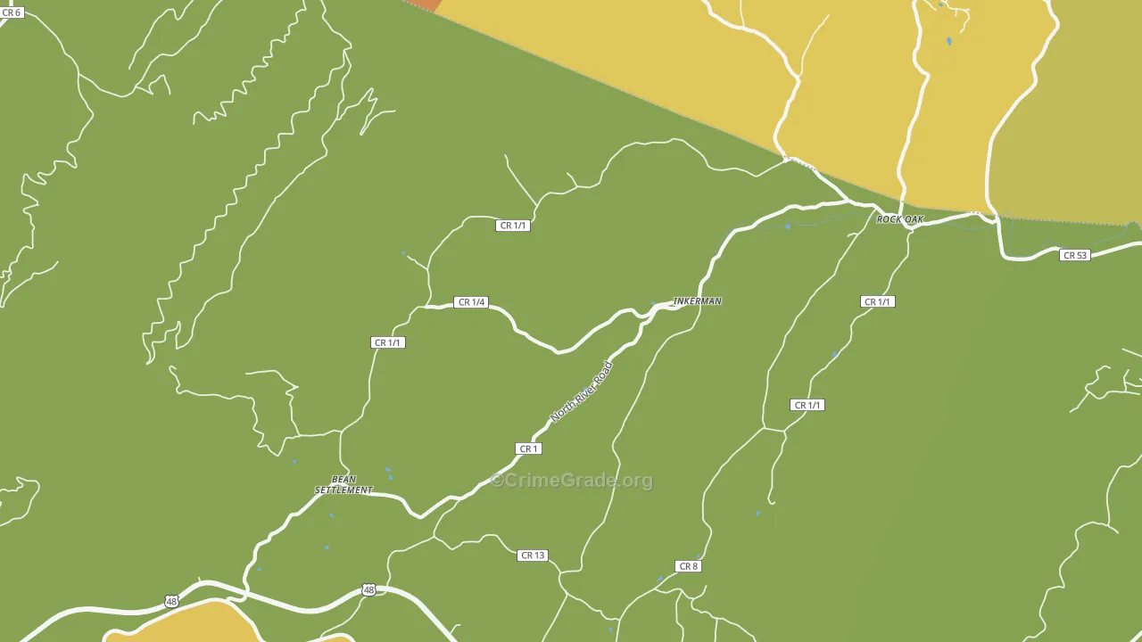 Inkerman, WV Map of Burglary Rates