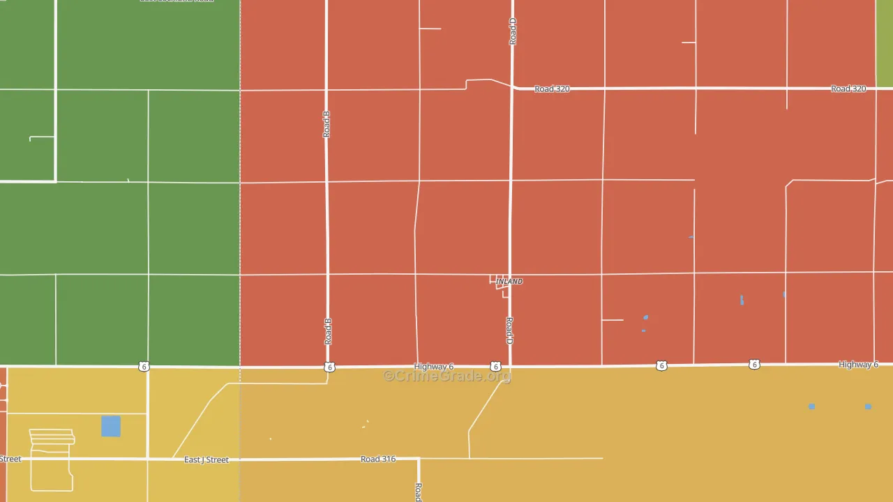 Inland, NE Map of Burglary Rates