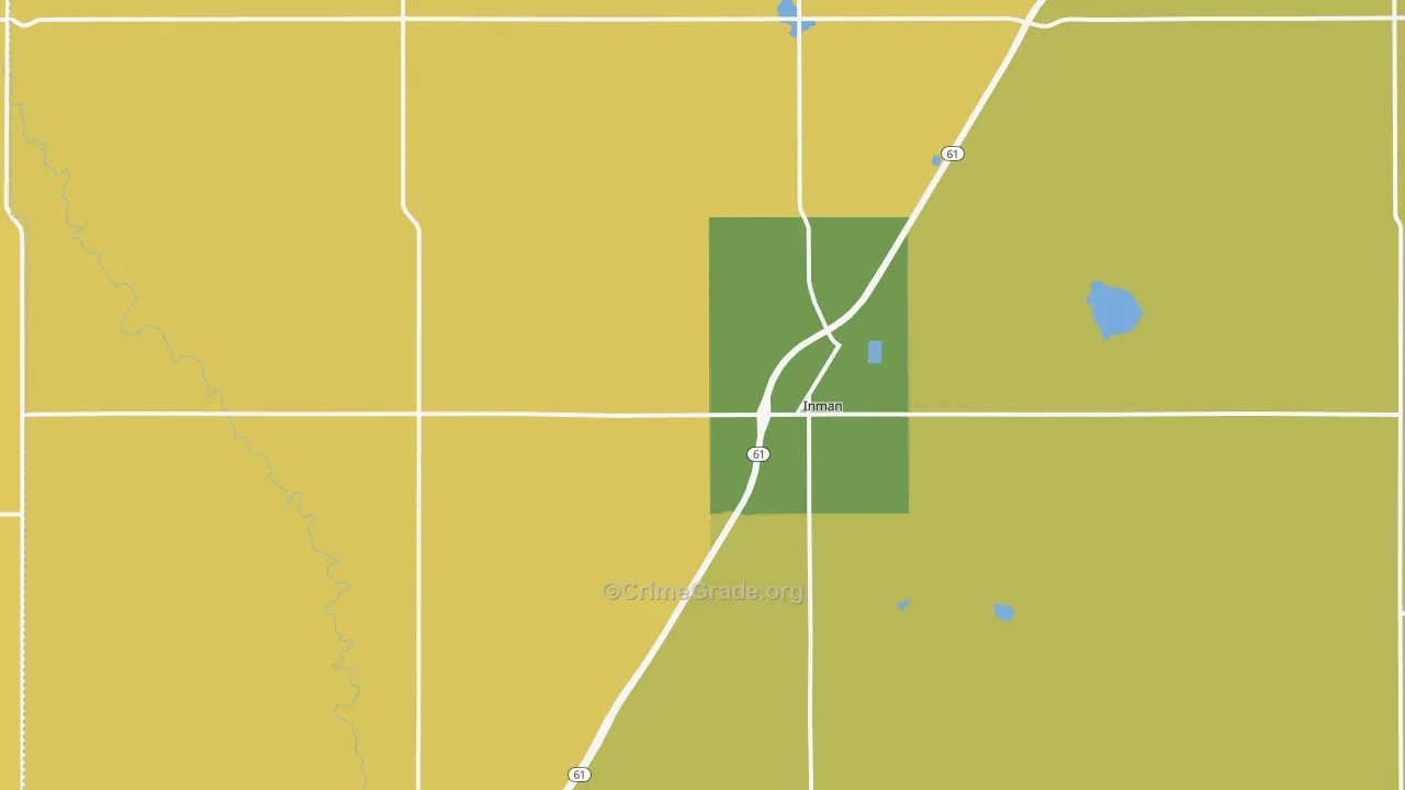Inman, KS Map of Burglary Rates