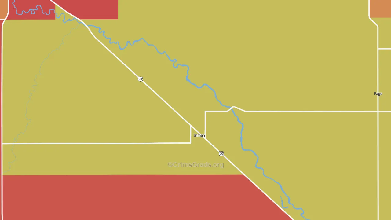 Inman, NE Map of Burglary Rates