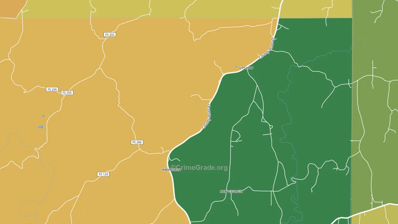 Inmanfield, AL Map of Burglary Rates
