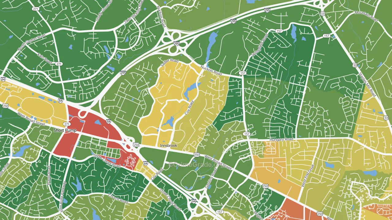 Innsbrook, VA Map of Burglary Rates