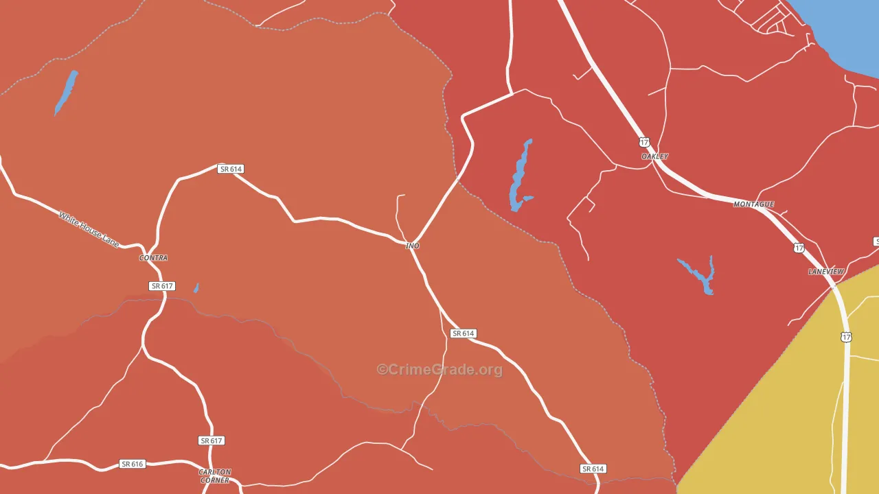 Ino, VA Map of Burglary Rates