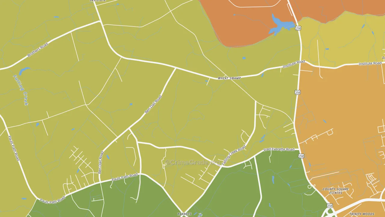 Institute, NC Map of Burglary Rates