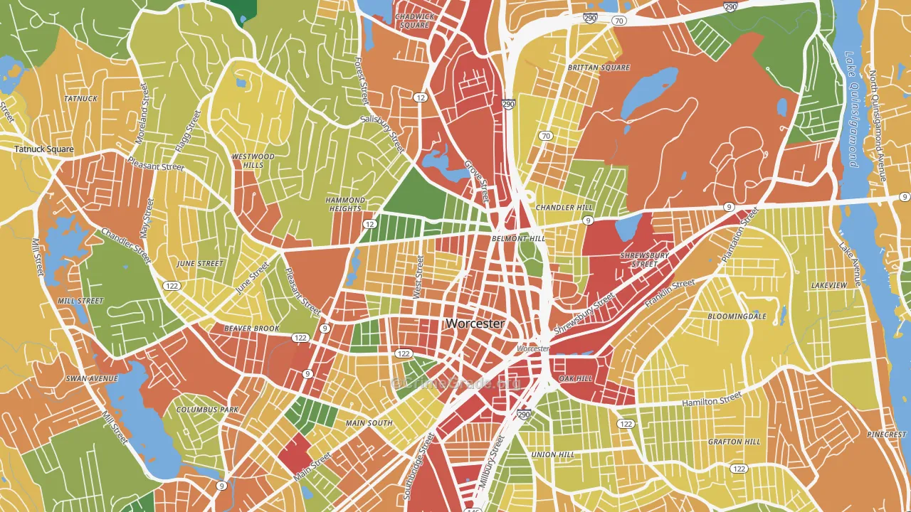 Institute Park, Worcester, MA Map of Burglary Rates