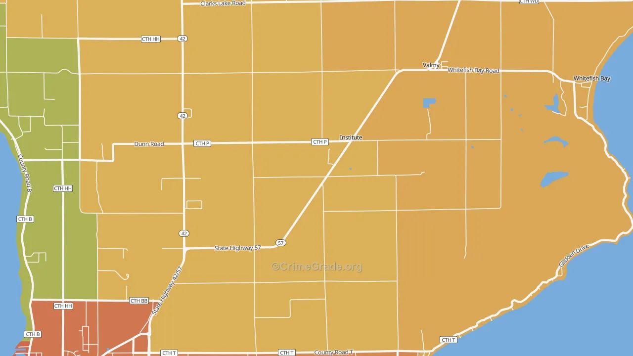 Institute, WI Map of Burglary Rates