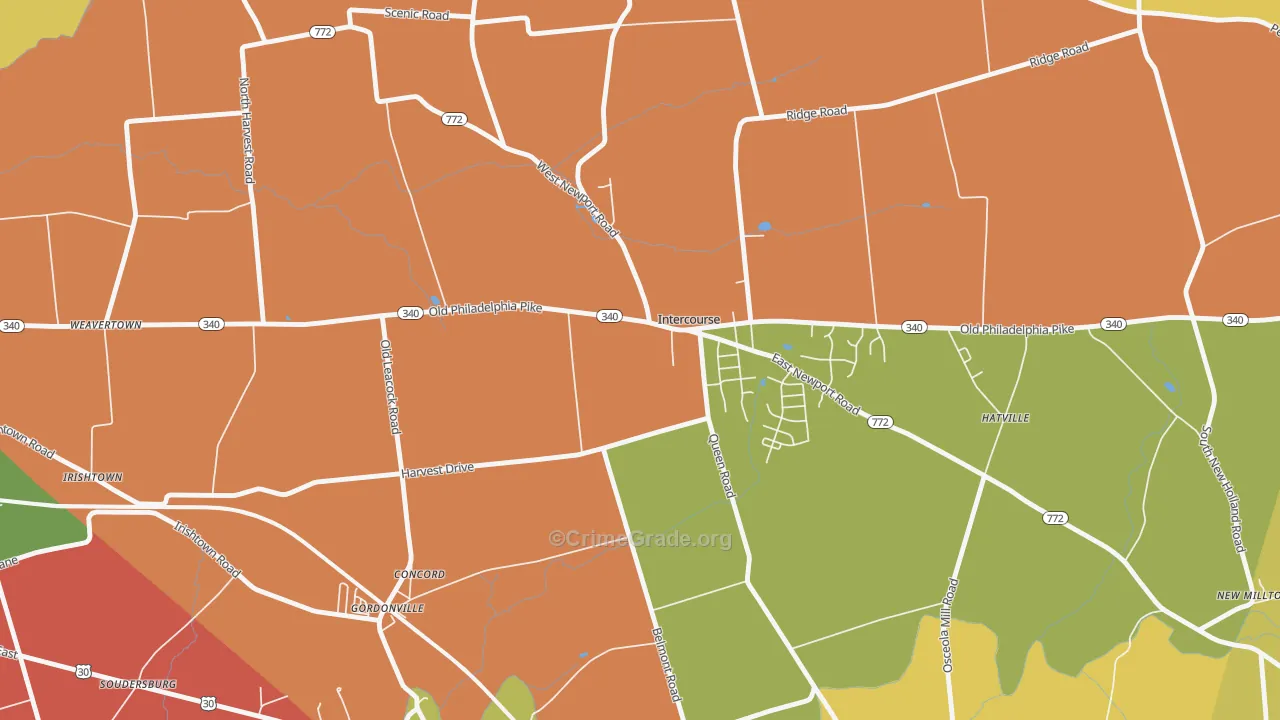 Intercourse, PA Map of Burglary Rates