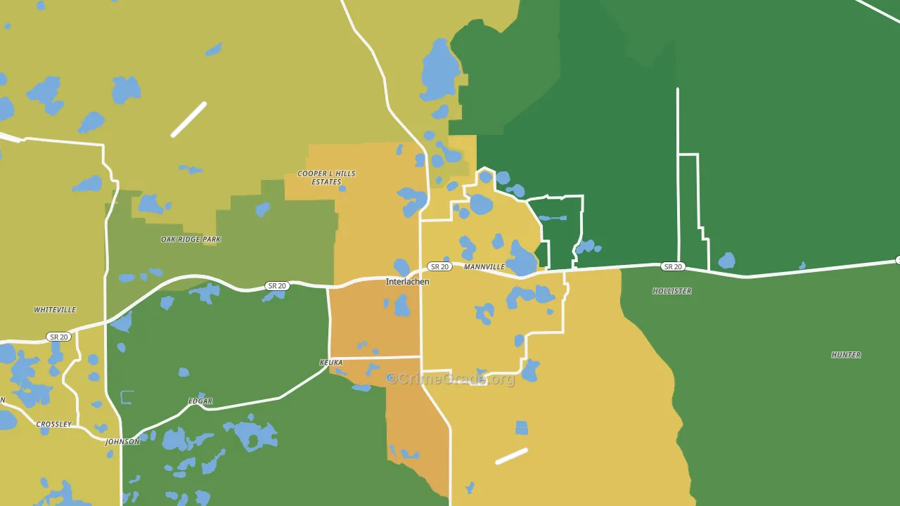 Interlachen, FL Map of Burglary Rates
