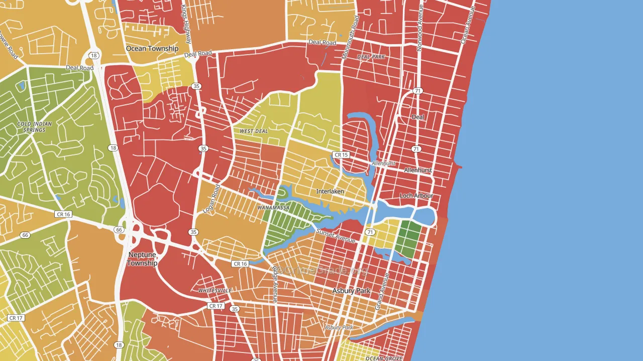 Interlaken, NJ Map of Burglary Rates