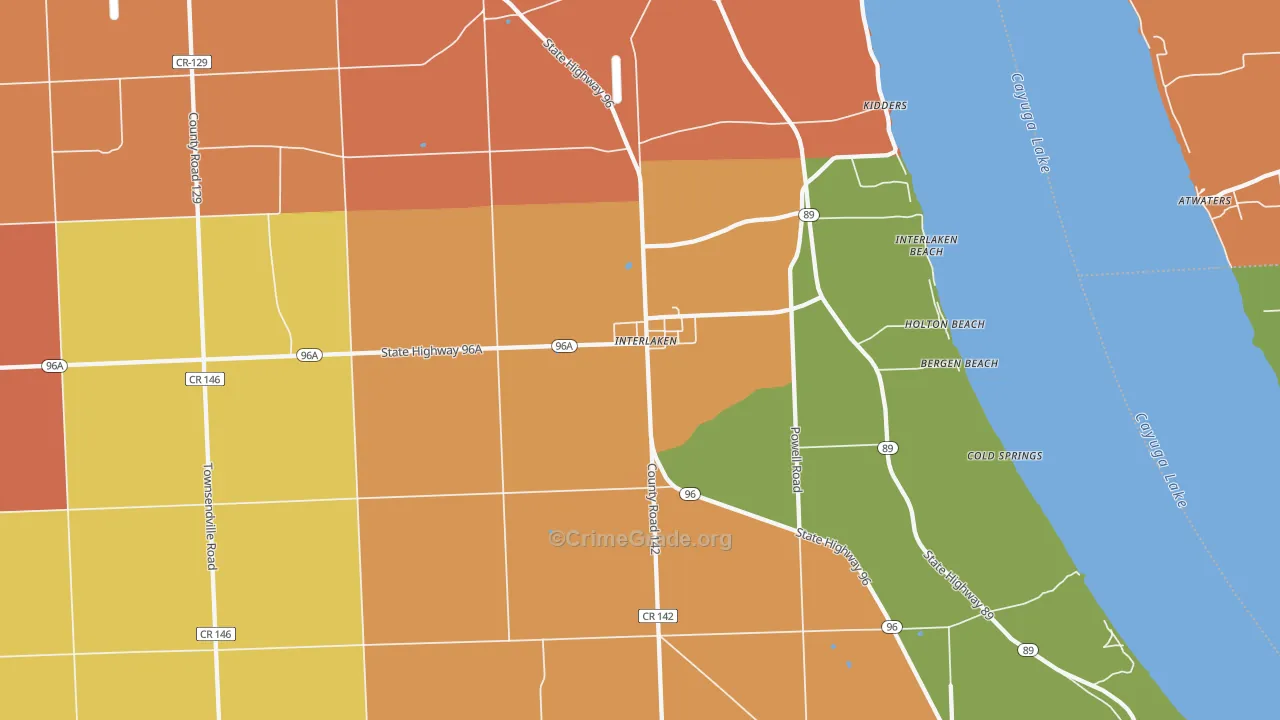 Interlaken, NY Map of Burglary Rates