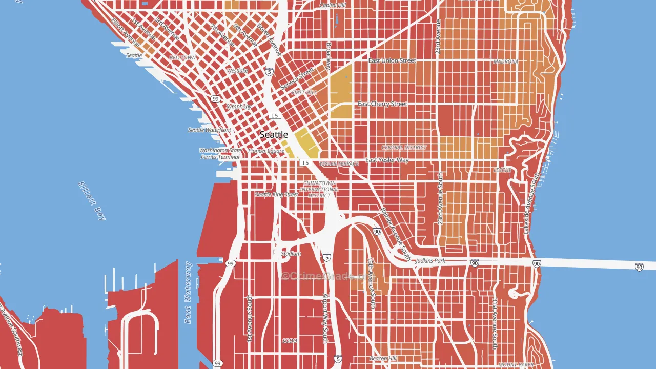 International District, Seattle, WA Map of Burglary Rates