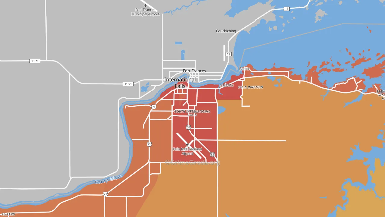 International Falls, MN Map of Burglary Rates