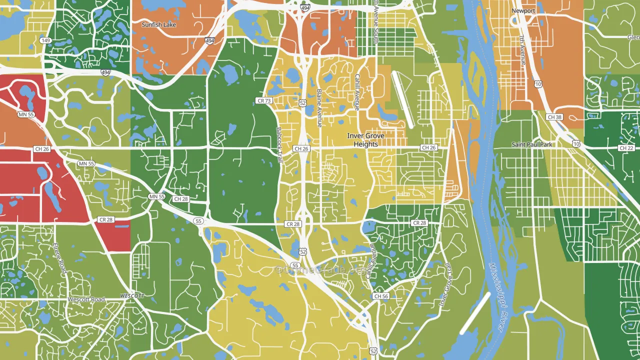 Inver Grove Heights, MN Map of Burglary Rates