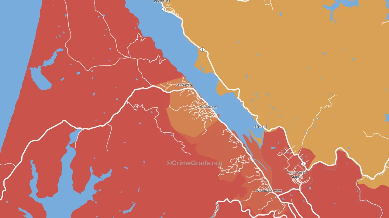 Inverness, CA Map of Burglary Rates