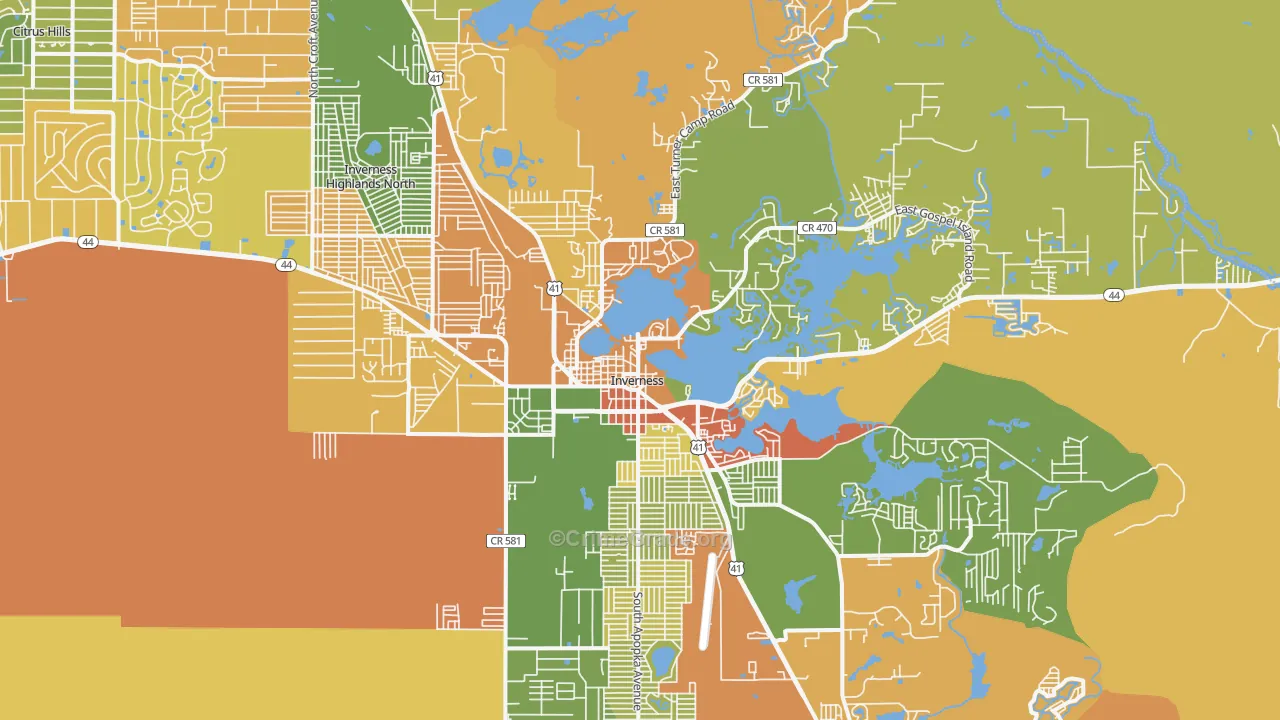 Inverness, FL Map of Burglary Rates