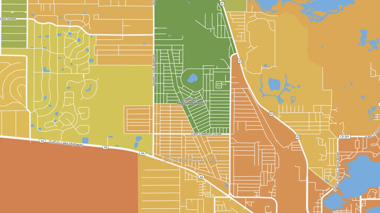 Inverness Highlands North, FL Map of Burglary Rates