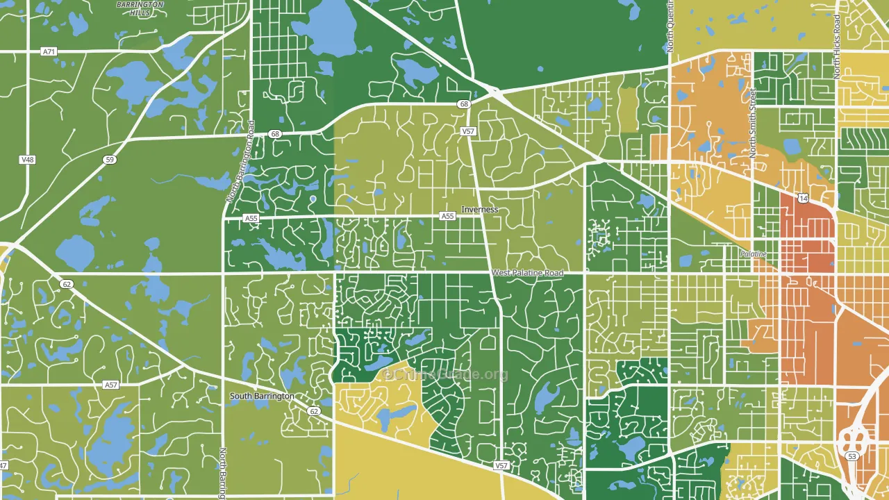Inverness, IL Map of Burglary Rates