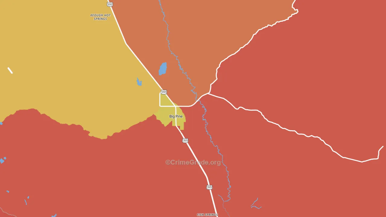 Inyo County, CA Map of Burglary Rates