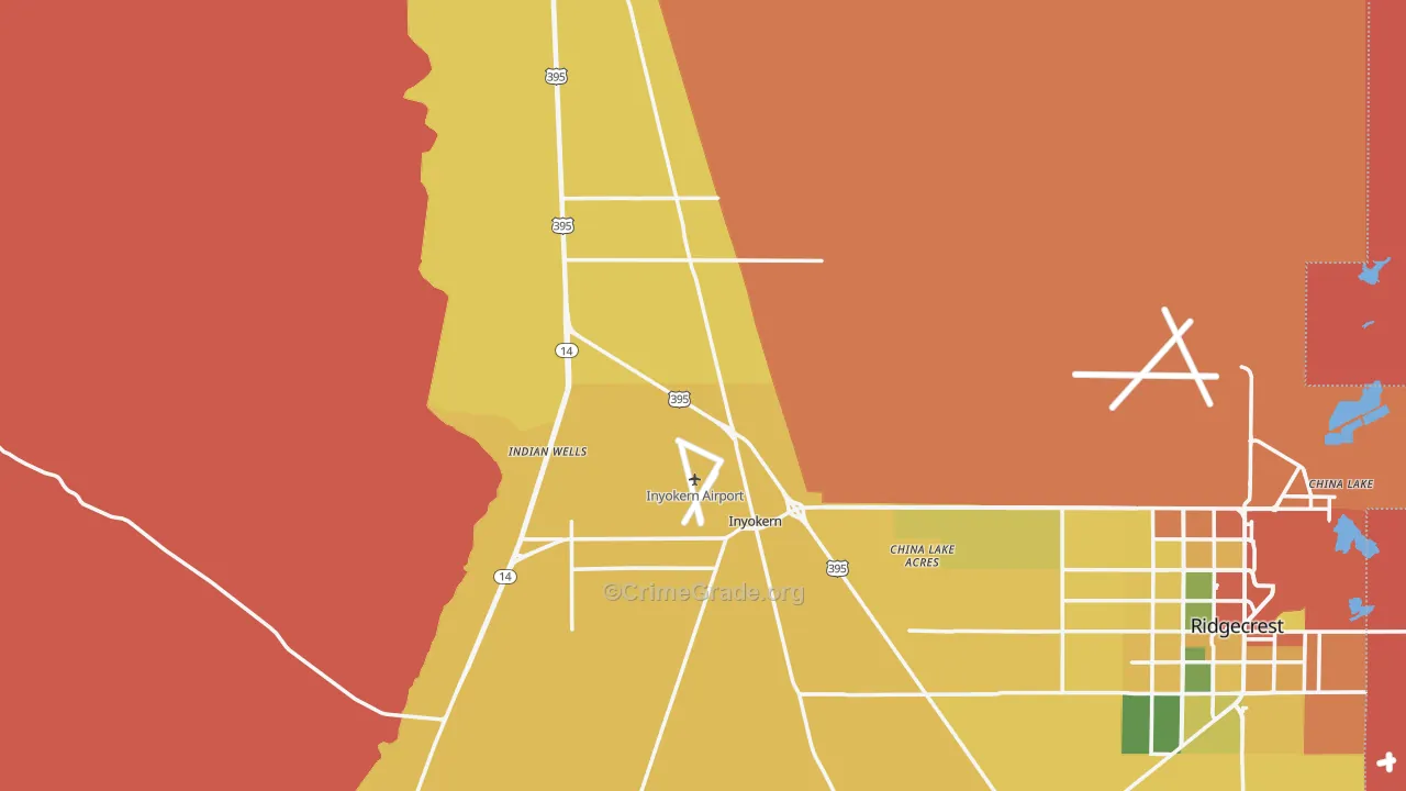 Inyokern, CA Map of Burglary Rates