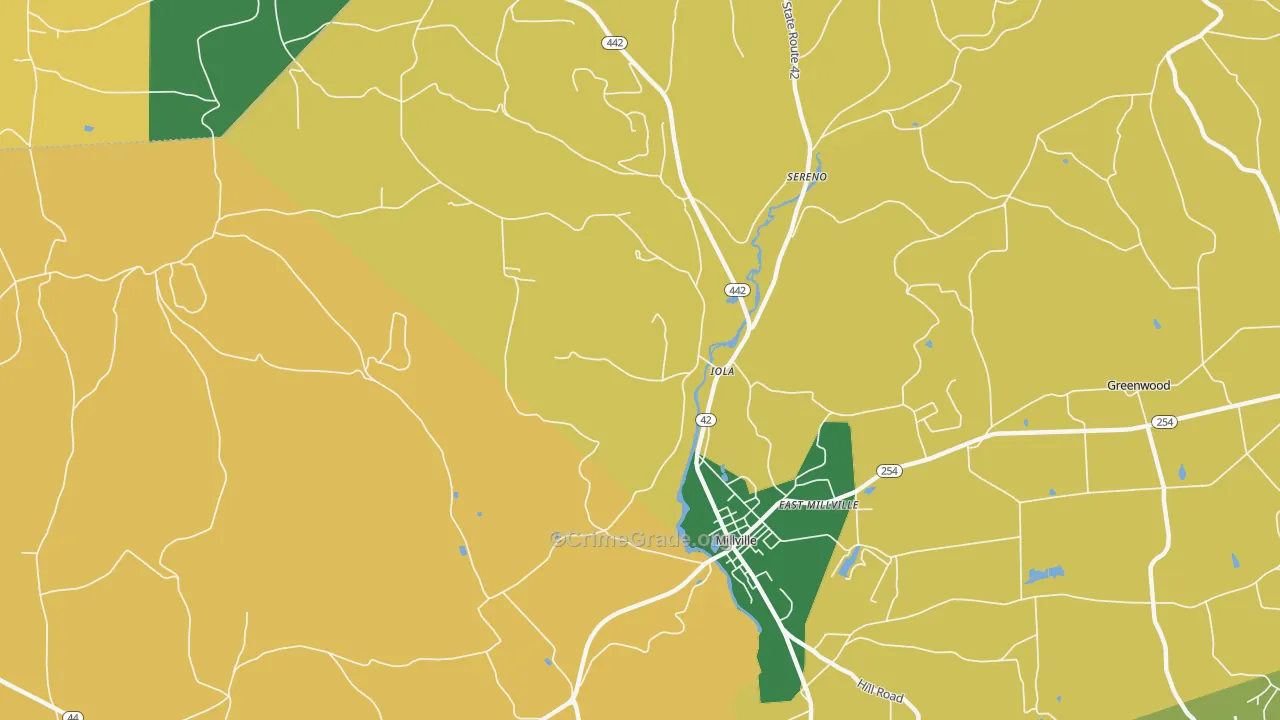 Iola, PA Map of Burglary Rates