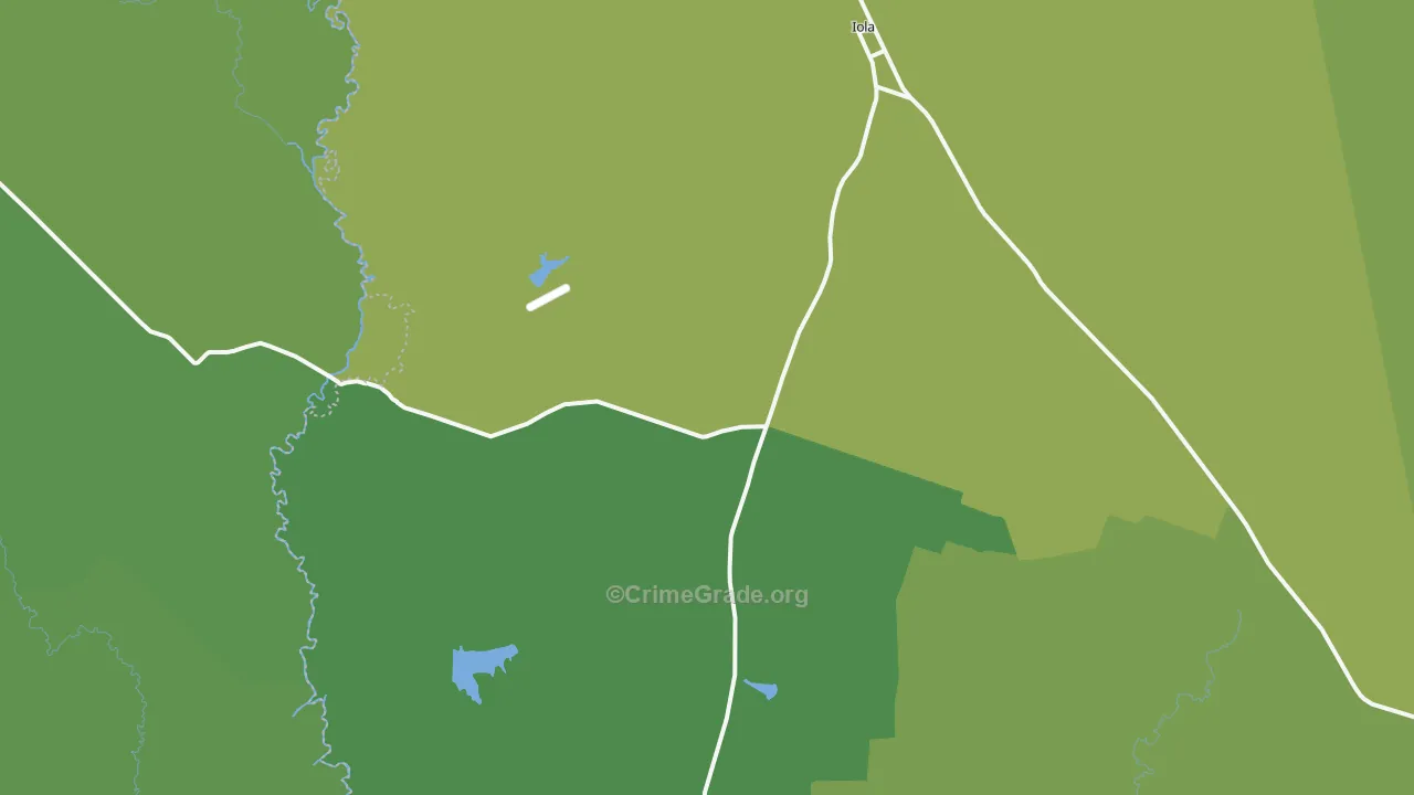Iola, TX Map of Burglary Rates