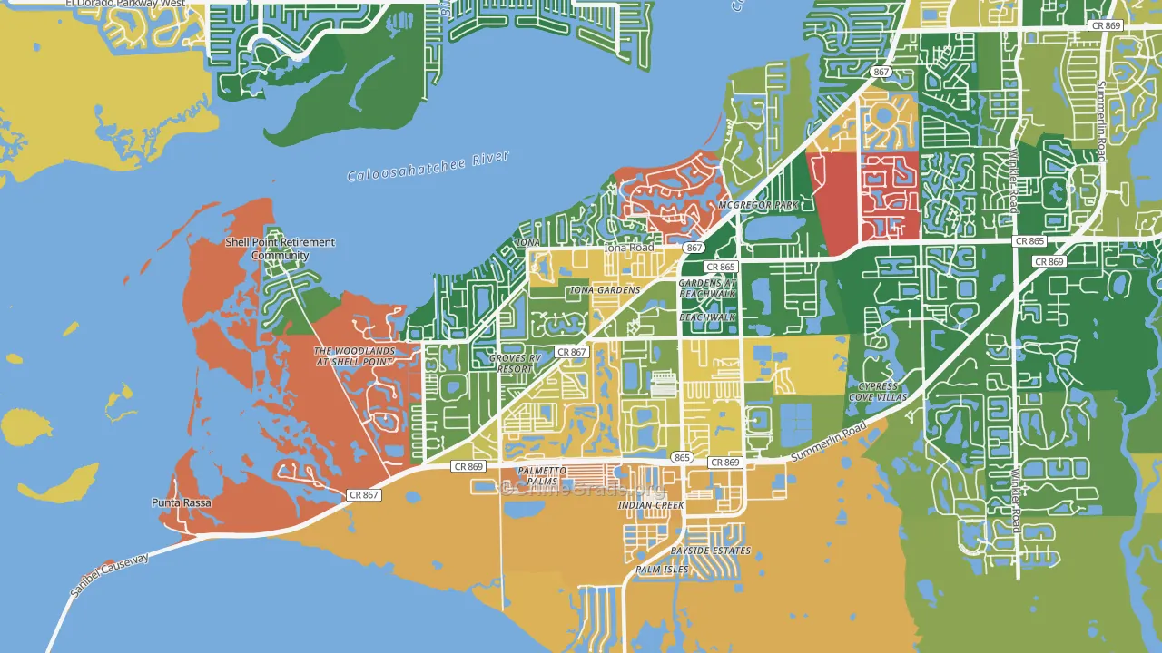 Iona, FL Map of Burglary Rates