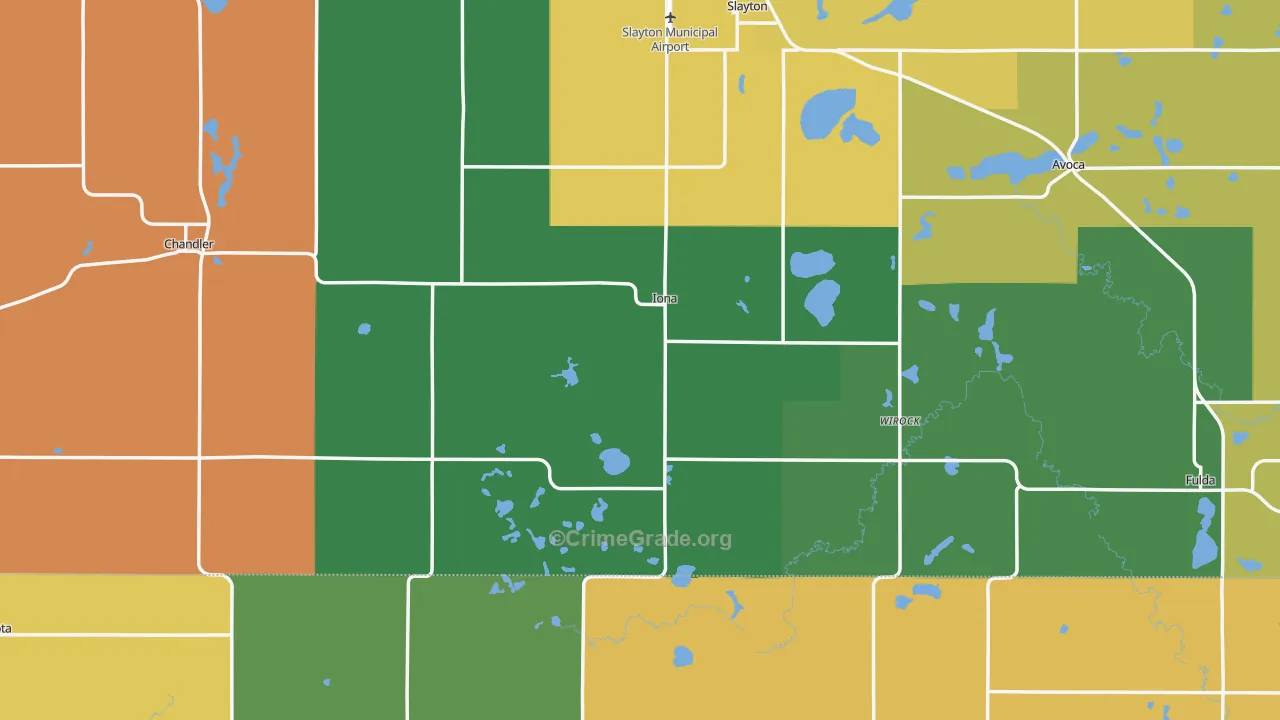 Iona, MN Map of Burglary Rates