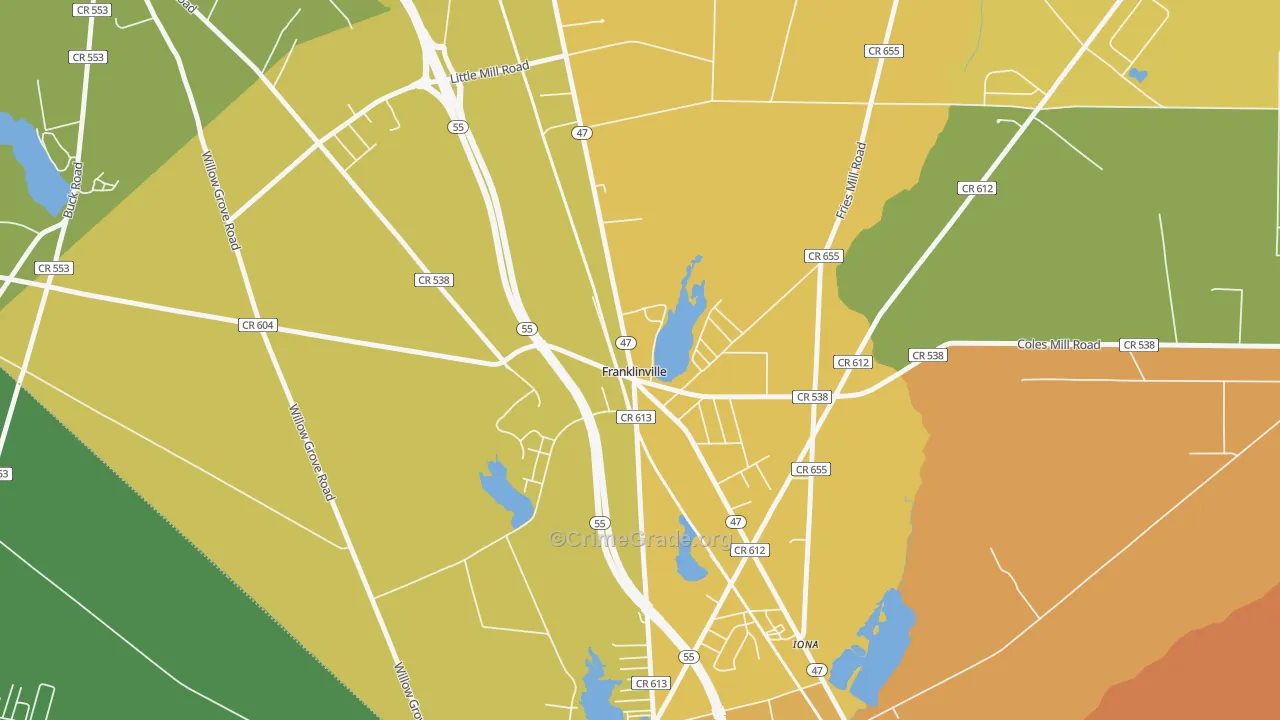 Iona, NJ Map of Burglary Rates