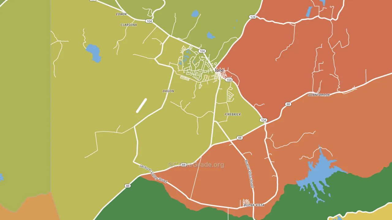 Ione, CA Map of Burglary Rates