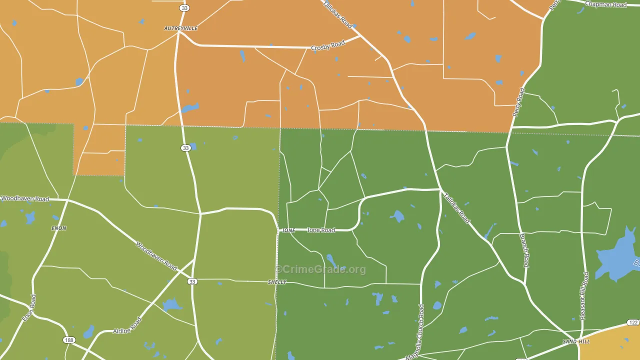 Ione, GA Map of Burglary Rates