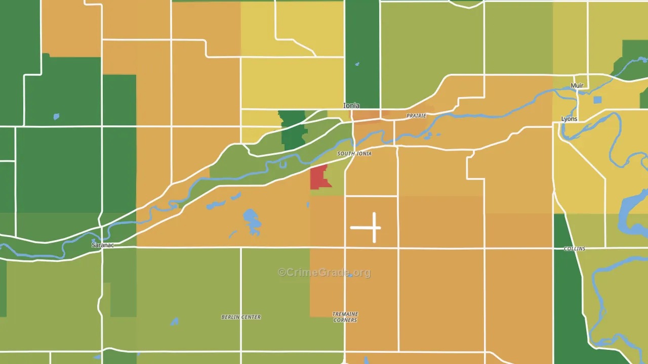 Ionia County, MI Map of Burglary Rates